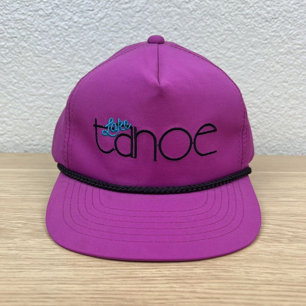 VTG Lake Tahoe Spellout Pink Rope Trucker Golfer Adjustable Push SnapBack Hat